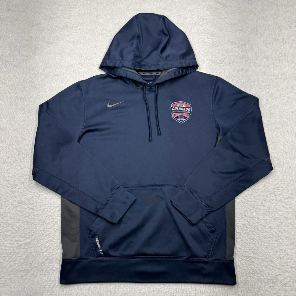 Nike Therma-FIT Colorado Soccer Association Hoodie Sweater Blue Men's Size M